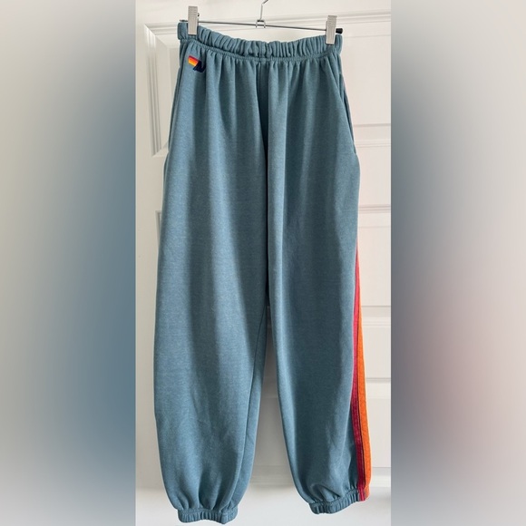 Aviator Nation 6 Stripe Zip Up Hoodie and Sweatpants with Pockets Set - Picture 7 of 17